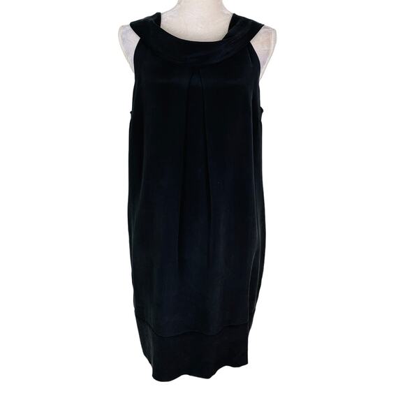 Adrienne Vittadini Silk Dress 12 Black Sleeveless Drape Neck - Picture 12 of 12
